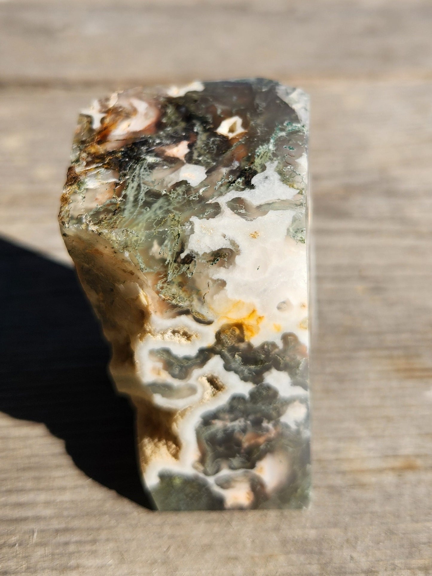 Freeform Moss Agate with Druzy