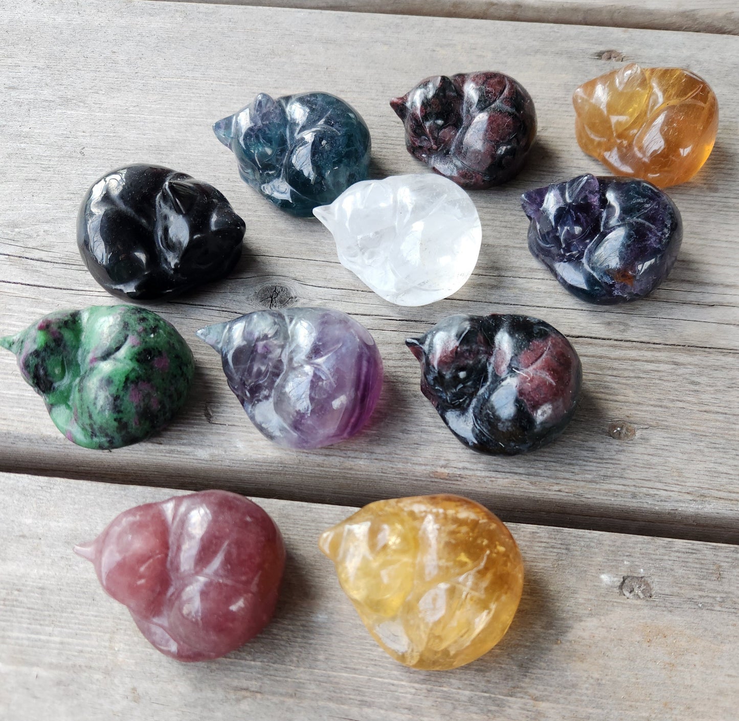 Carved Crystal Kittens