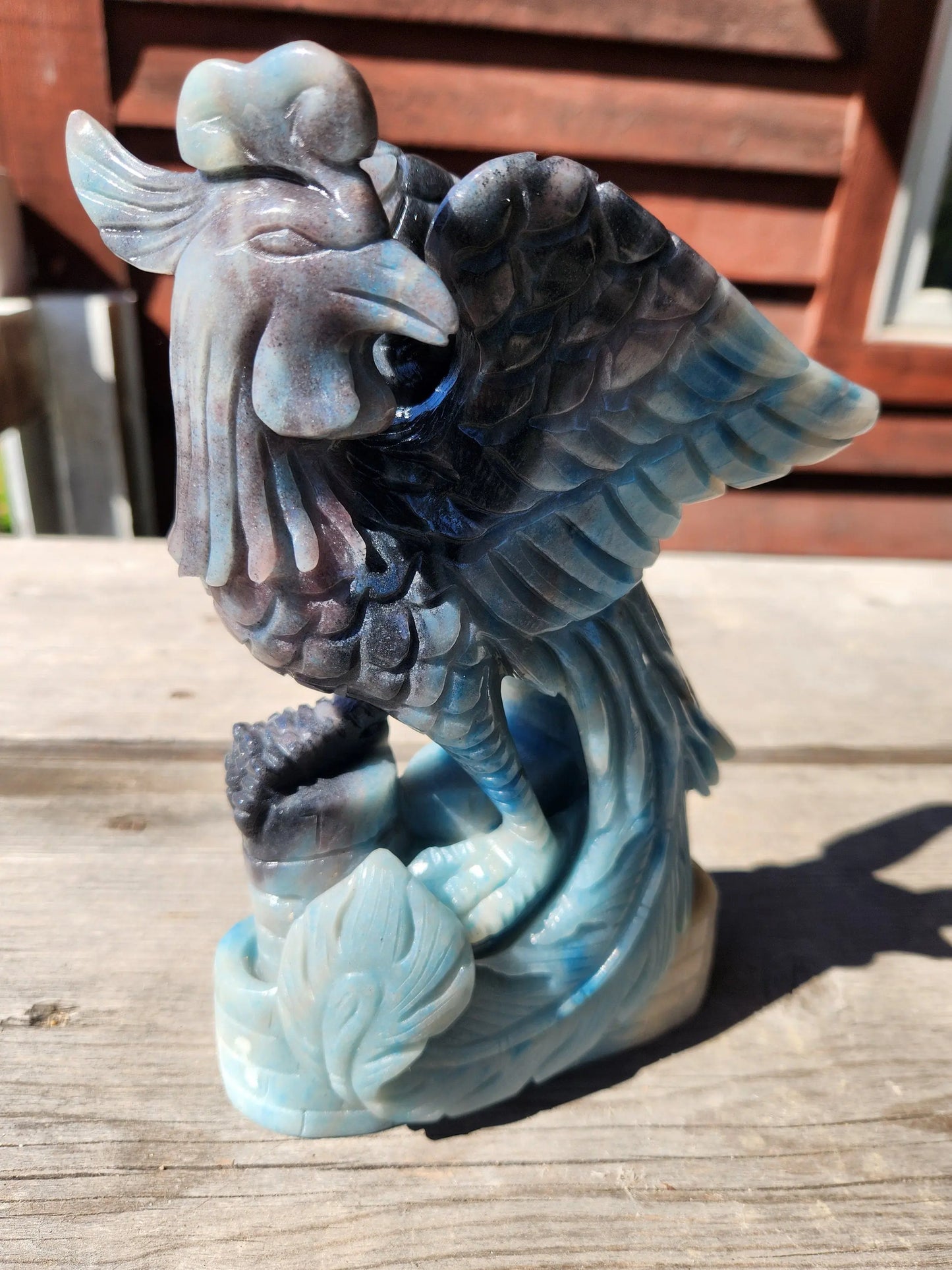 Gorgeous 4LB Trolleite Phoenix Bird, Phoenix Carving, Rare Trolleite Carving, Beautuful Blue Bird Carving. Large Phoenix Etsy