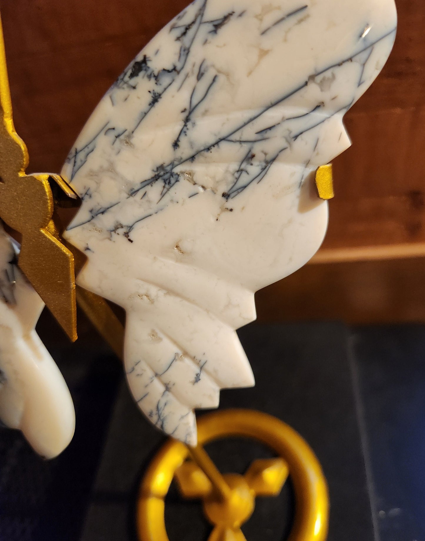 Beautiful Dendritic Agate Butterfly Wings with Stand