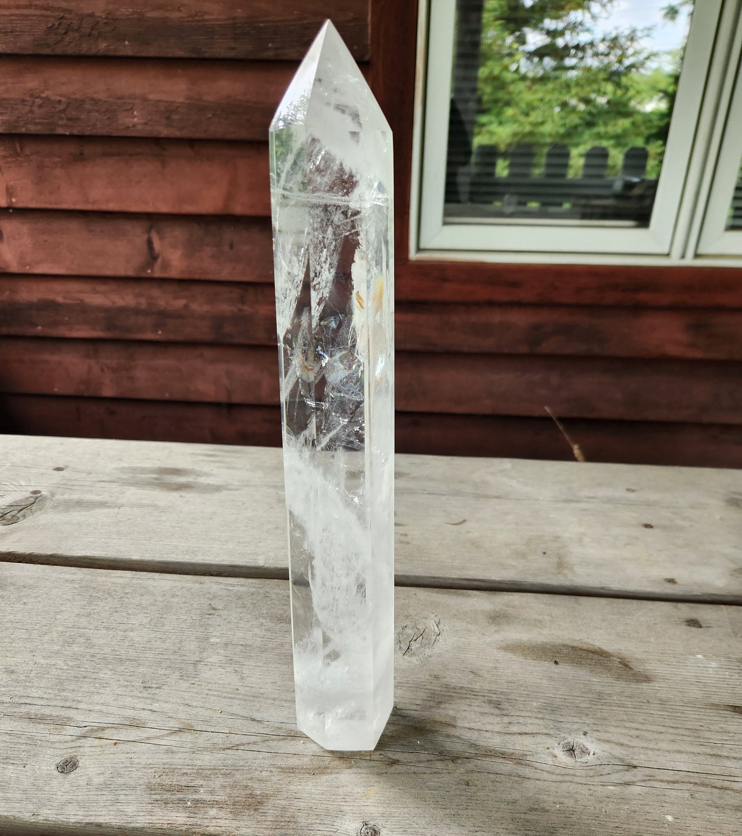 Very large Clear with High Polish Quartz Energy Tower