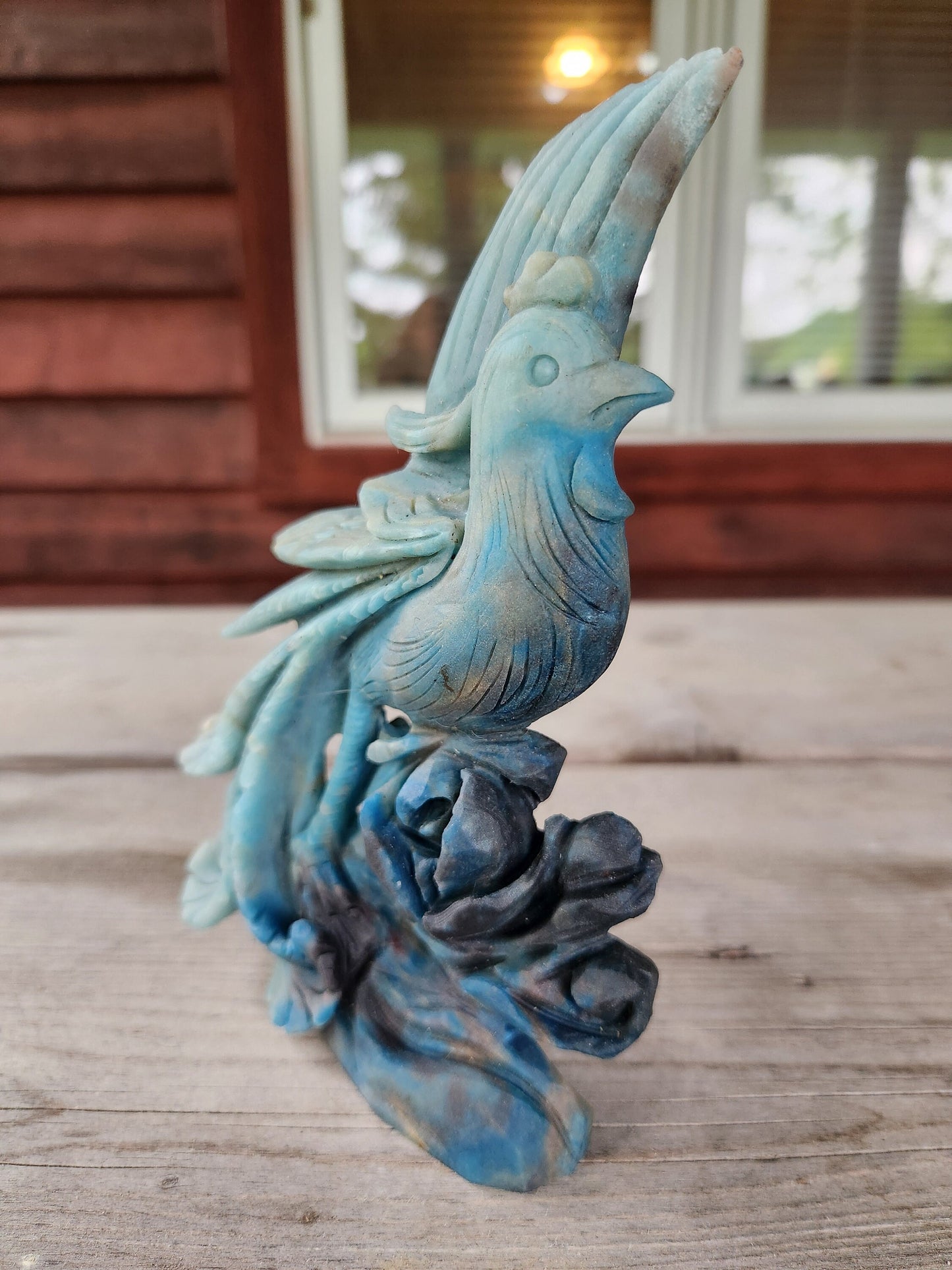 Beautiful Blues Carved Trolleite Phoenix Bird