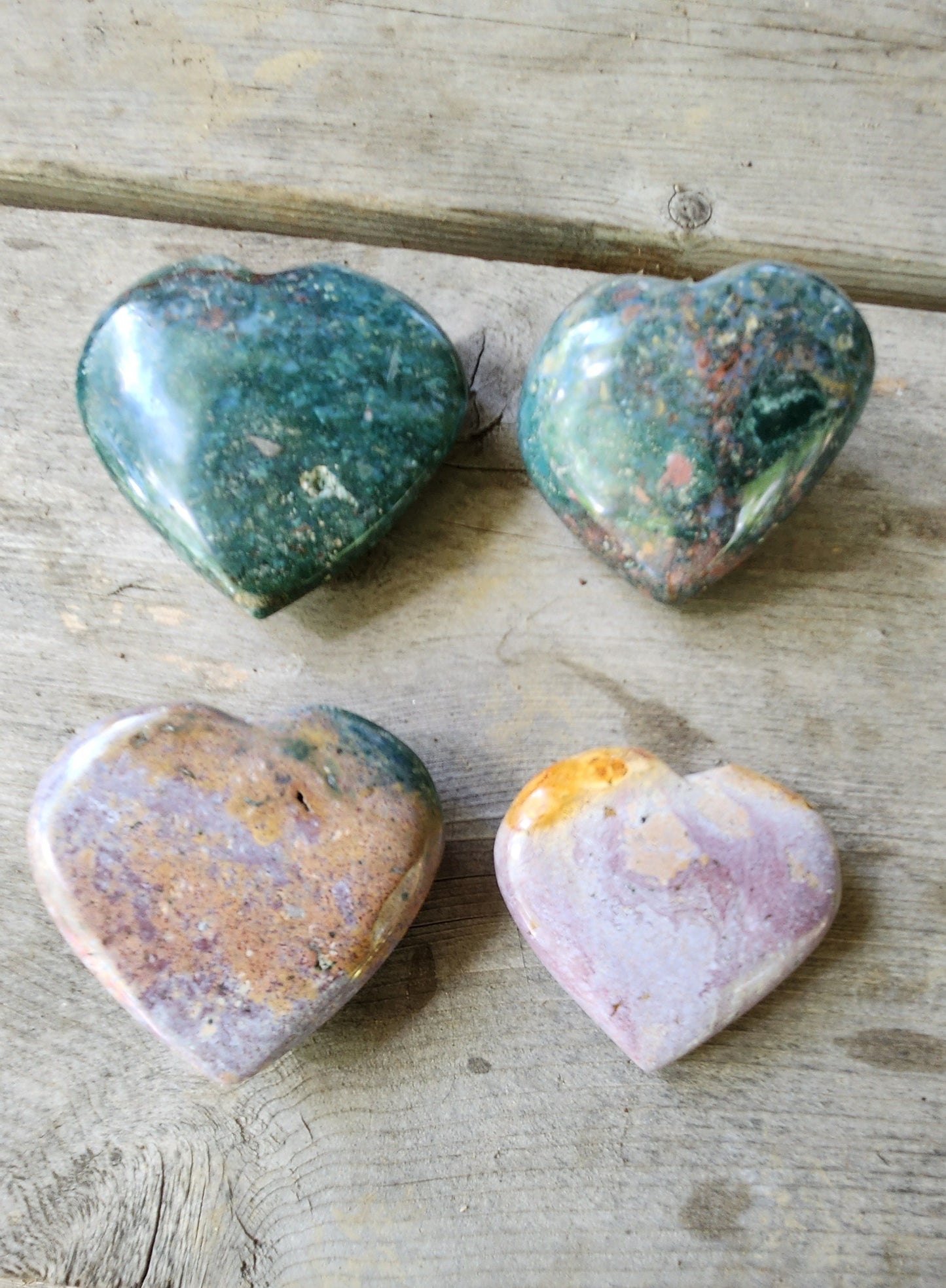 Ocean Jasper Heart Palm Stones