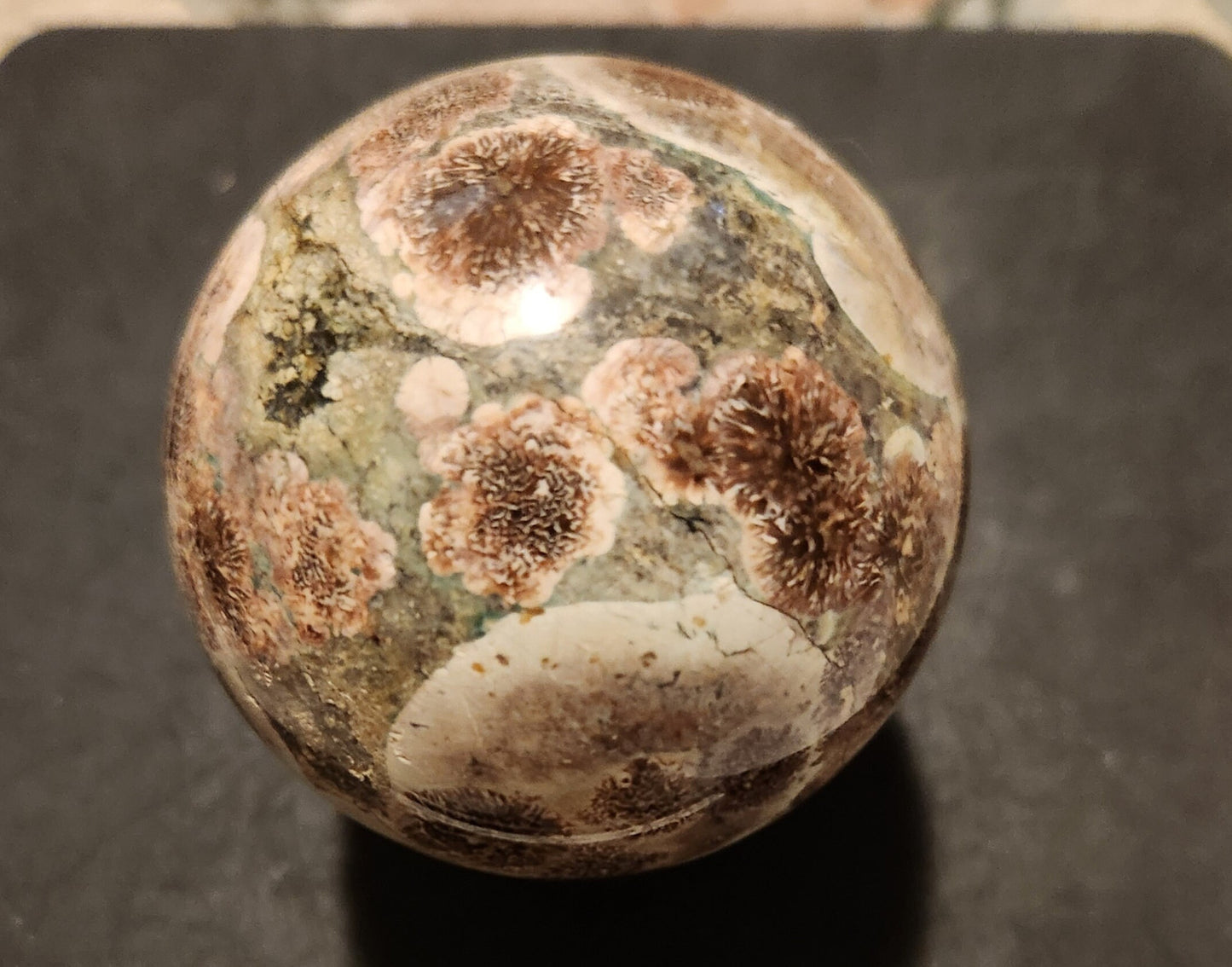 Cherry Blossom Agate, Green Flower Agate Sphere