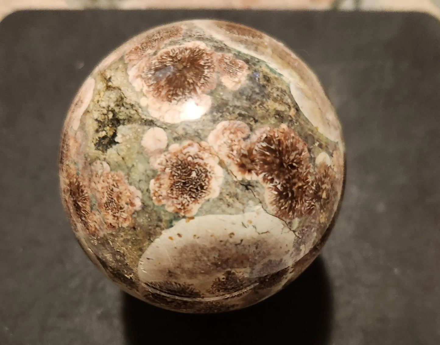 Cherry Blossom Agate, Green Flower Agate Sphere, Sakura Agate, Beautiful Flowers on Beige and Green Ground, 2.48"Diameter 11.18 oz. Etsy