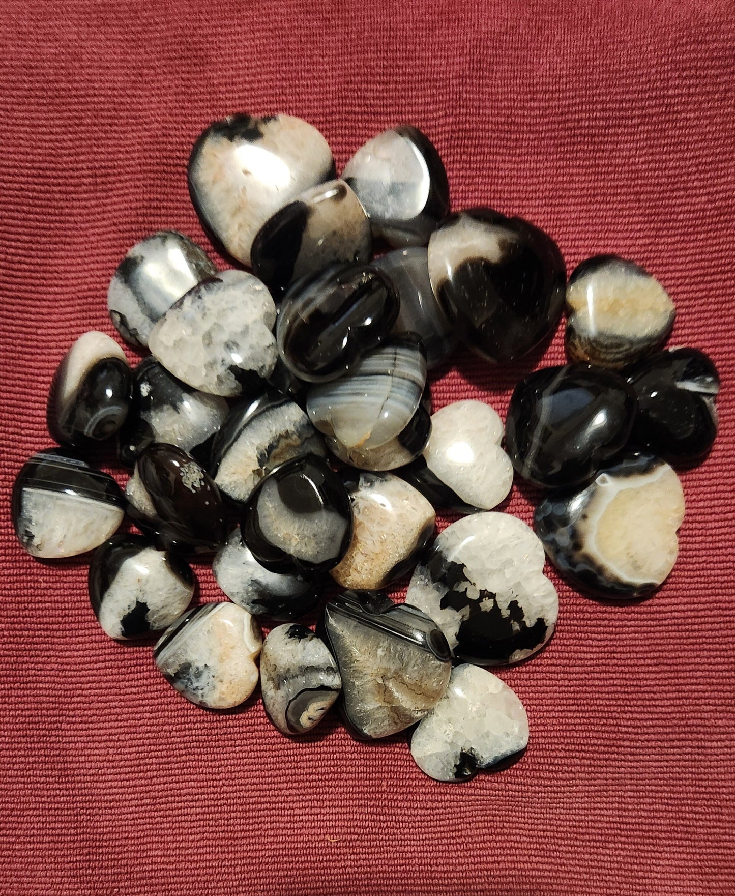 Small Black Agate Druzy Hearts