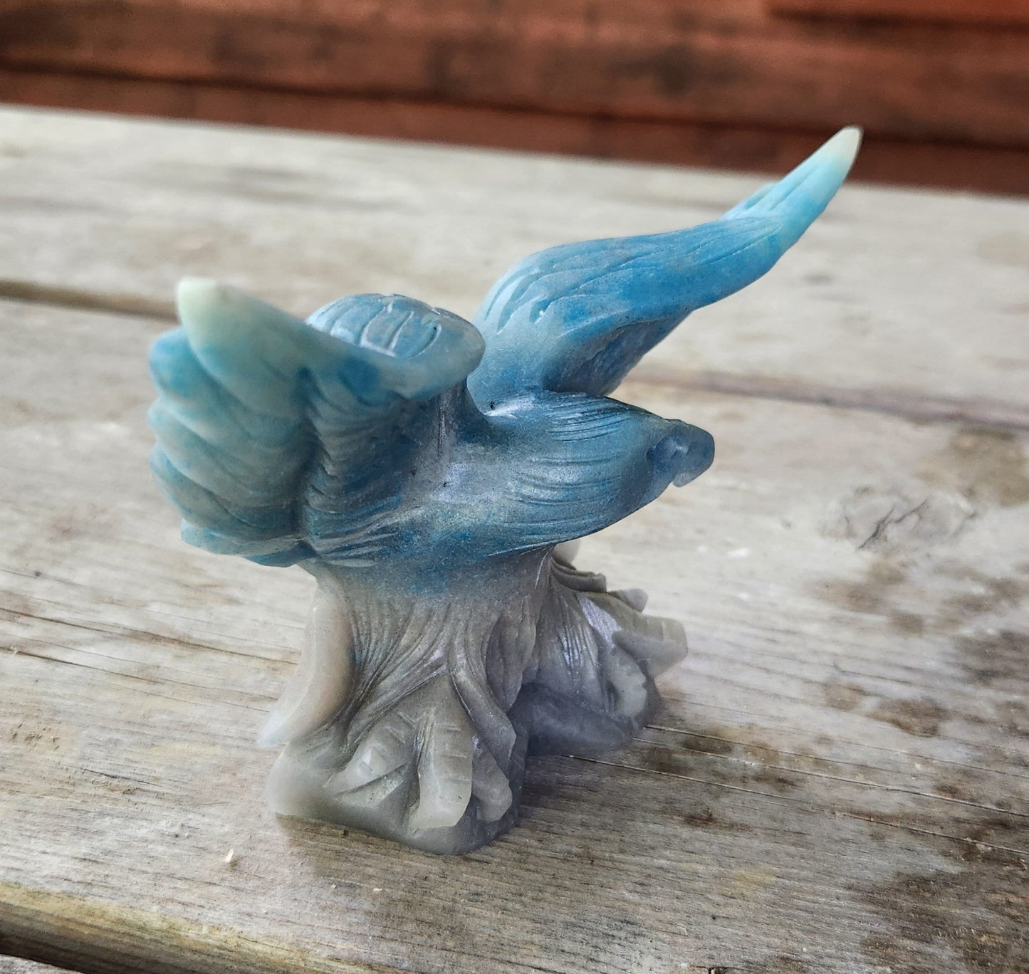 Beautiful Blue Trolleite Carved Eagle