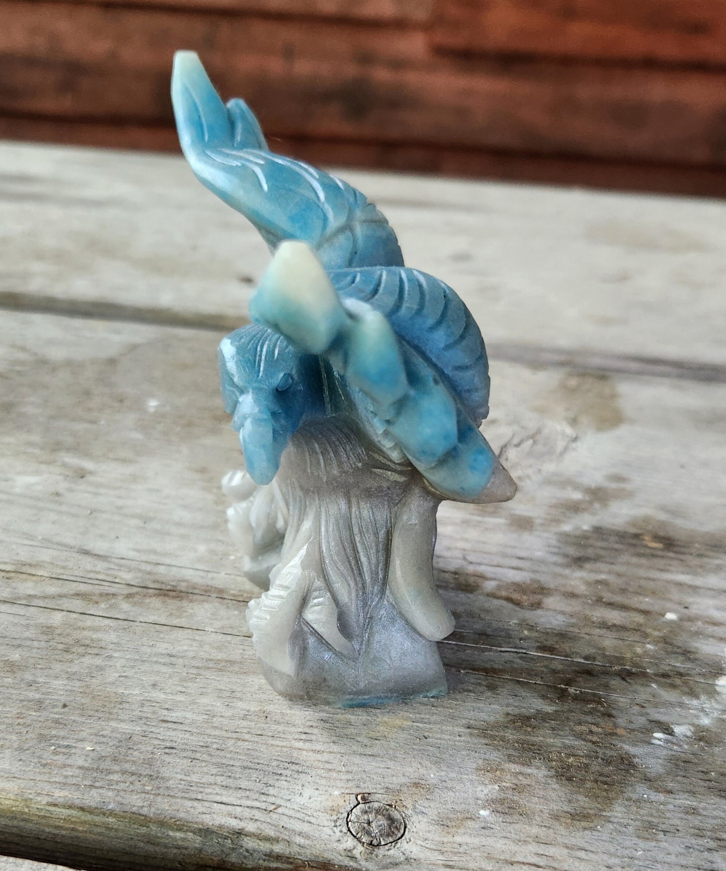 Beautiful Blue Trolleite Carved Eagle