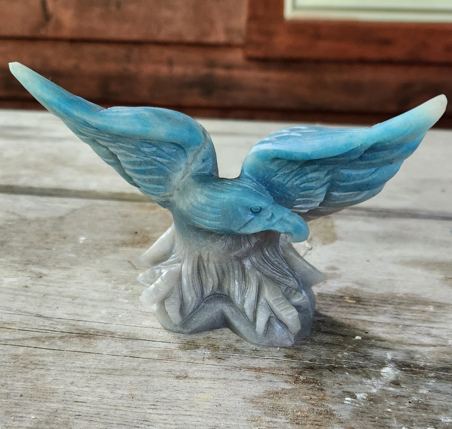 Beautiful Blue Trolleite Carved Eagle