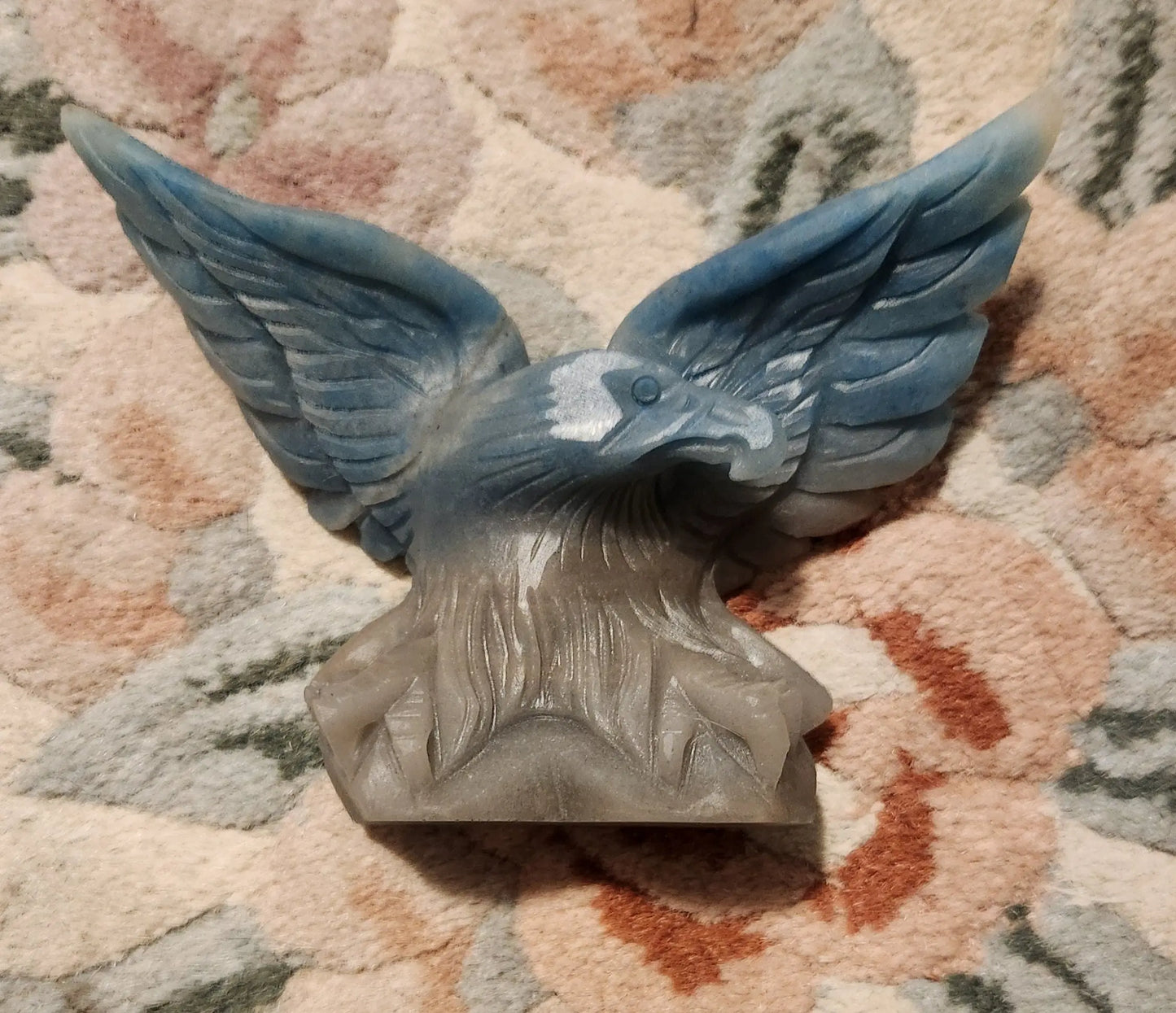 Beautiful Crystal Blue Trolleite Carved Eagle Etsy