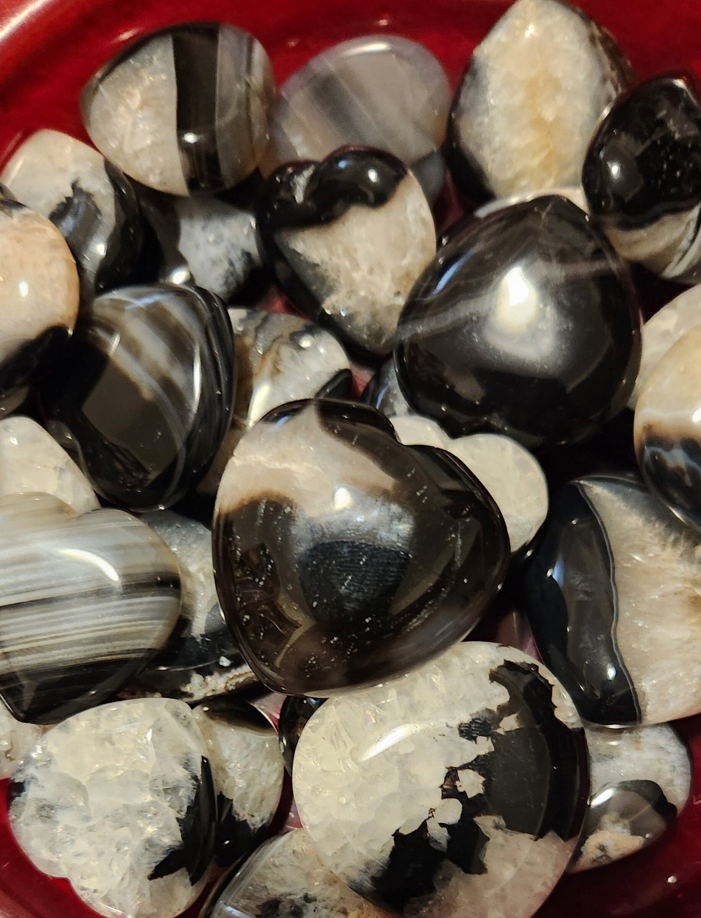 Small Black Agate Druzy Hearts