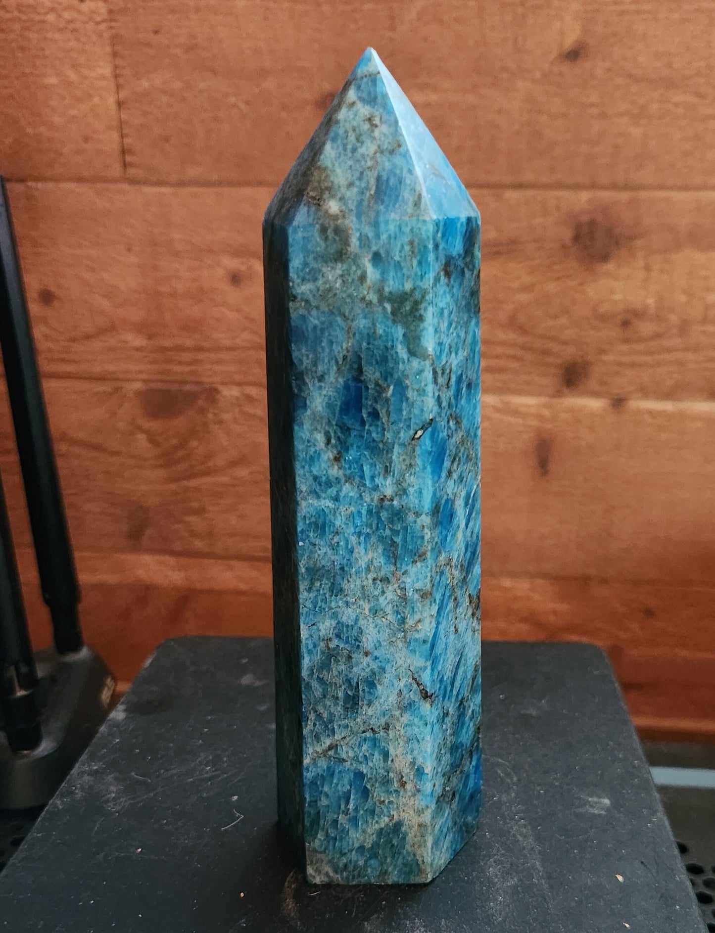 Large Blue Apatite Tower Weighs 1LB 7.2 OZ