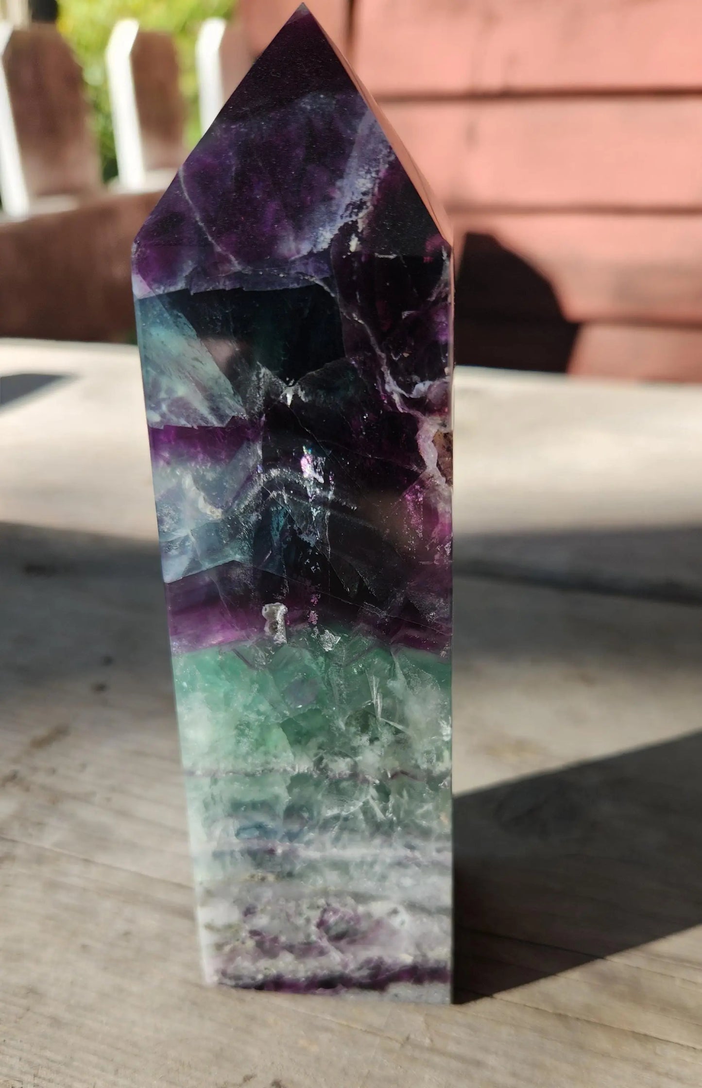 Fabulous Fluorite Tower, 1lb 12 oz., Large Fluorite Tower, Beautiful Green and Purple, Carved Crystal Etsy