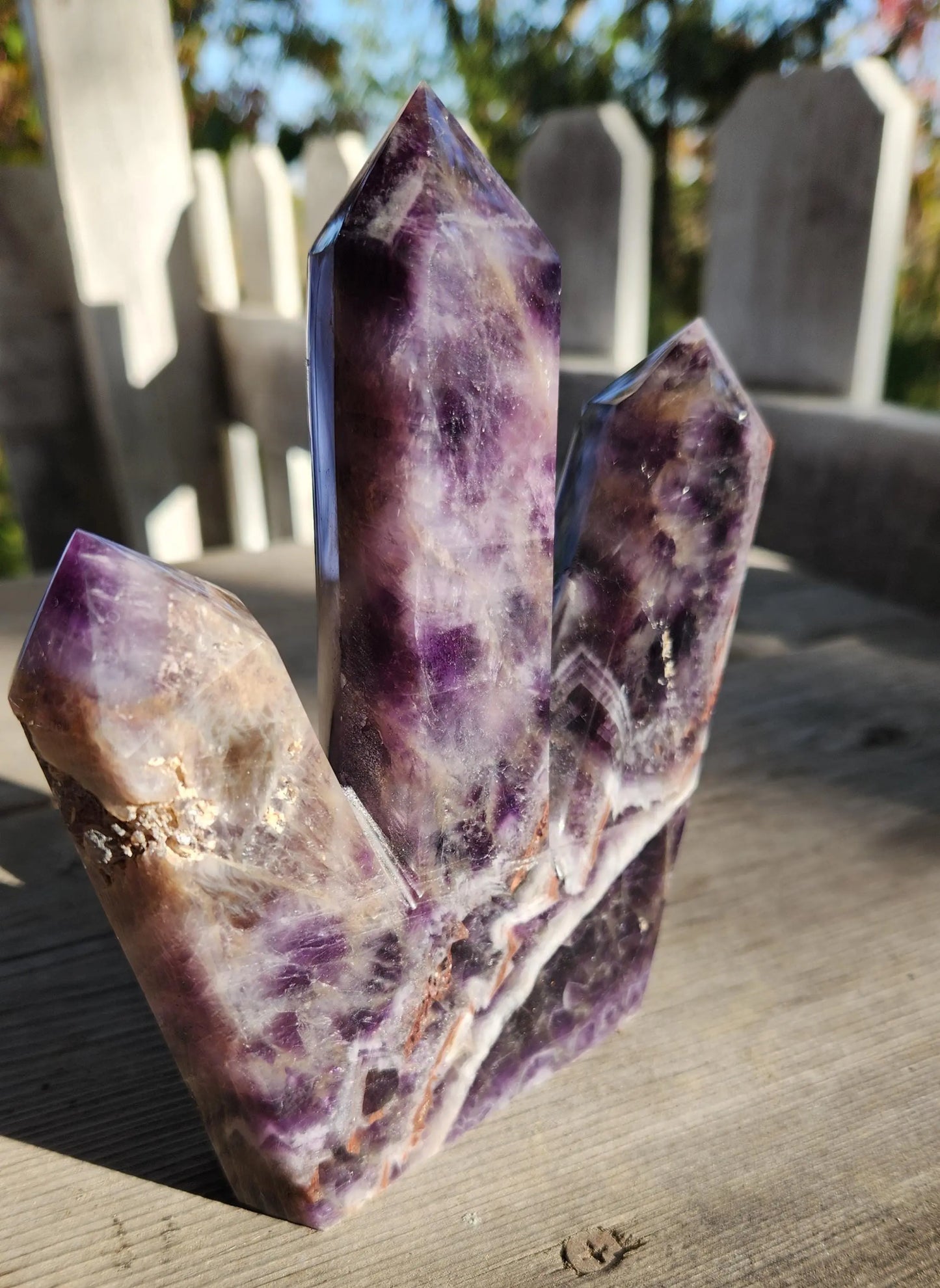 Triple Dream Amethyst Tower, Chevron Amethyst Towers, Vibrant Purples, Triple Towers, 6" tall x 5.1" wide, 1LB and 12OZ Etsy