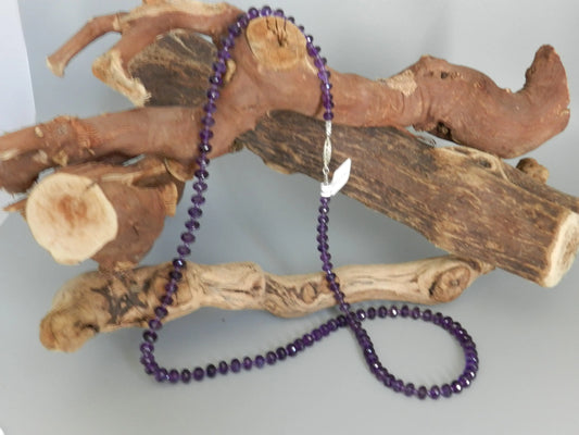 Beautiful African Amethyst, Swarovski Rondelles, 24" Long, Sterling Clasp, 925 Clasp, African Amethyst Crystal Etsy