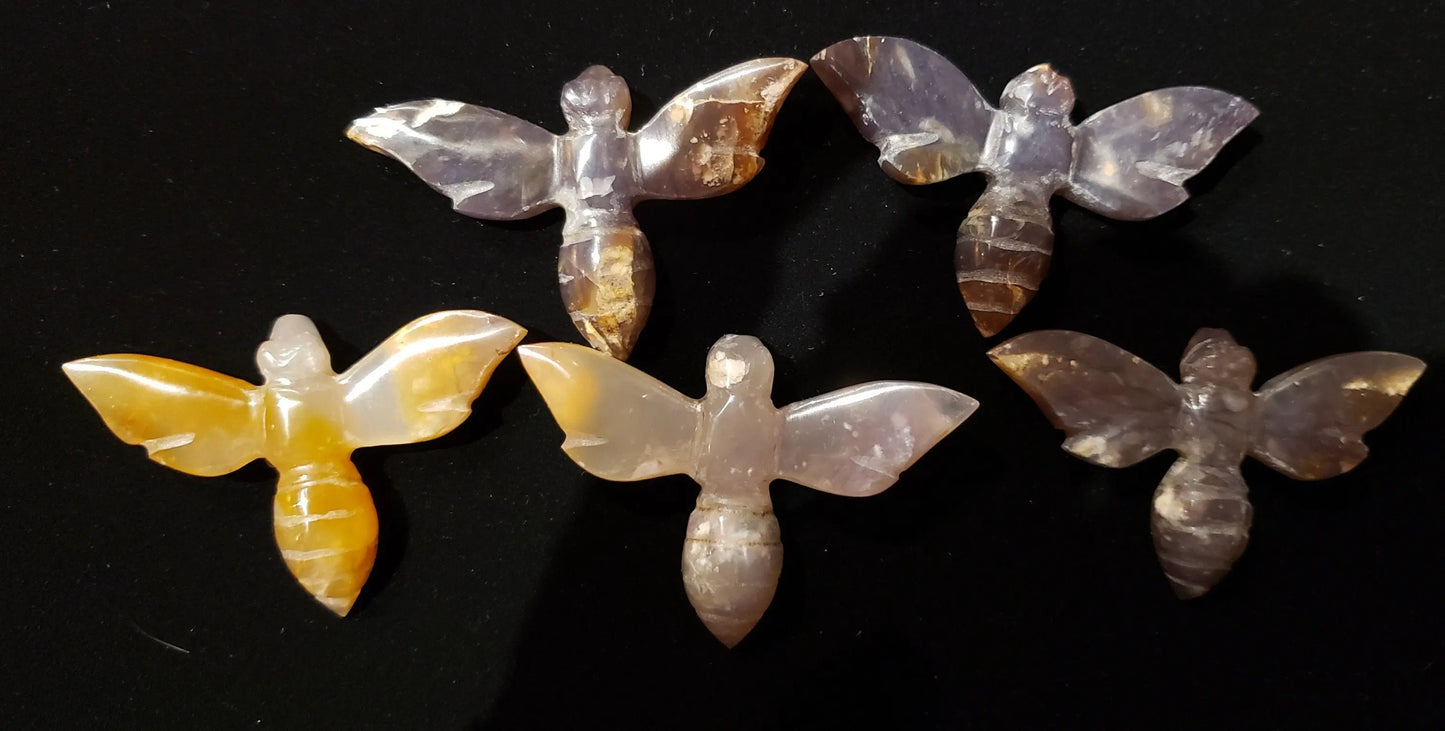 Crystal Bumblebee Figurines: Carnelian & Chalcedony Carved Insects | 60mm Wingspan | Energy and Creativity Stones Etsy