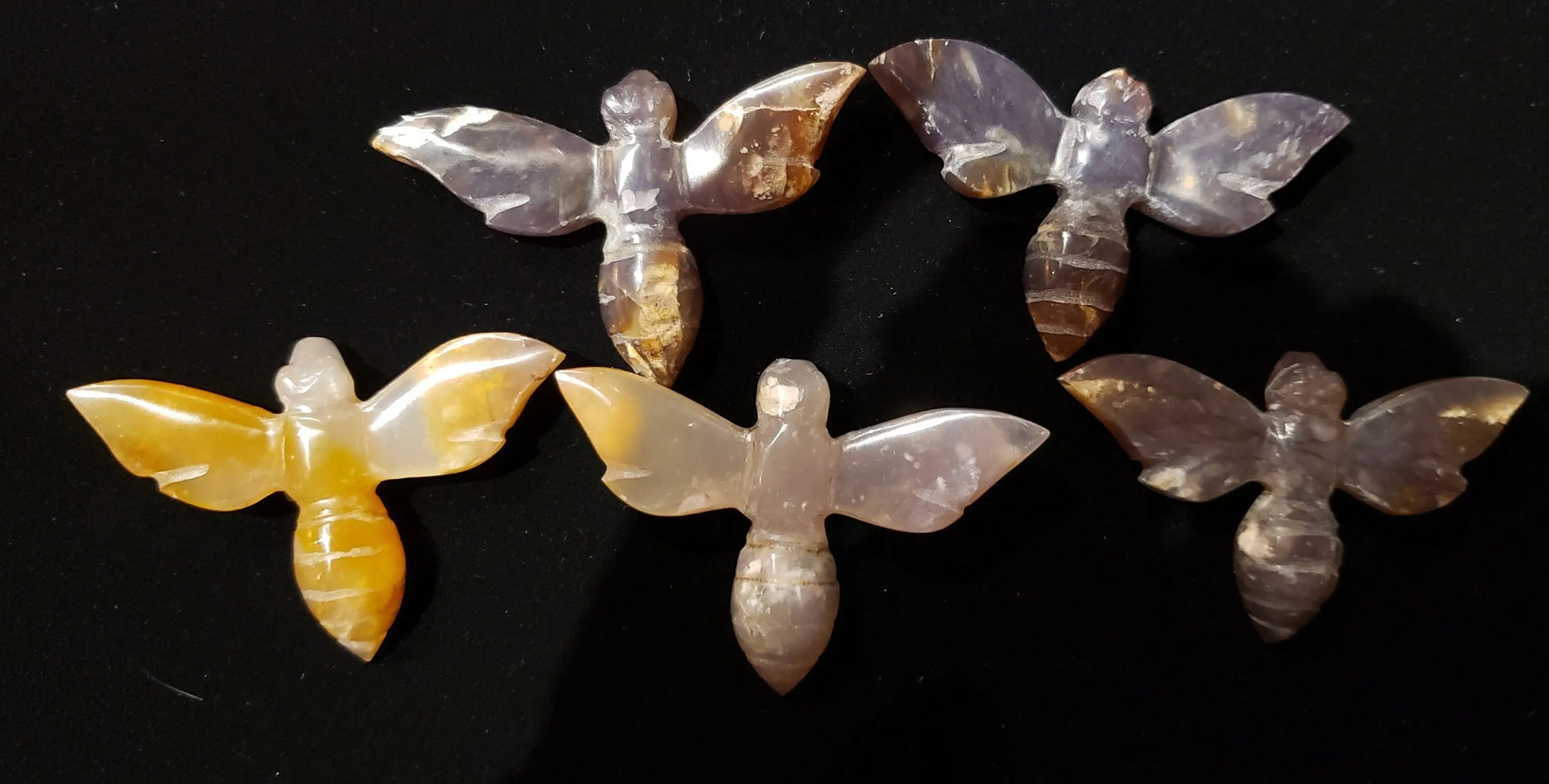 Crystal Bumblebee Figurines: Carnelian & Chalcedony Carved Insects | 60mm Wingspan | Energy and Creativity Stones Etsy