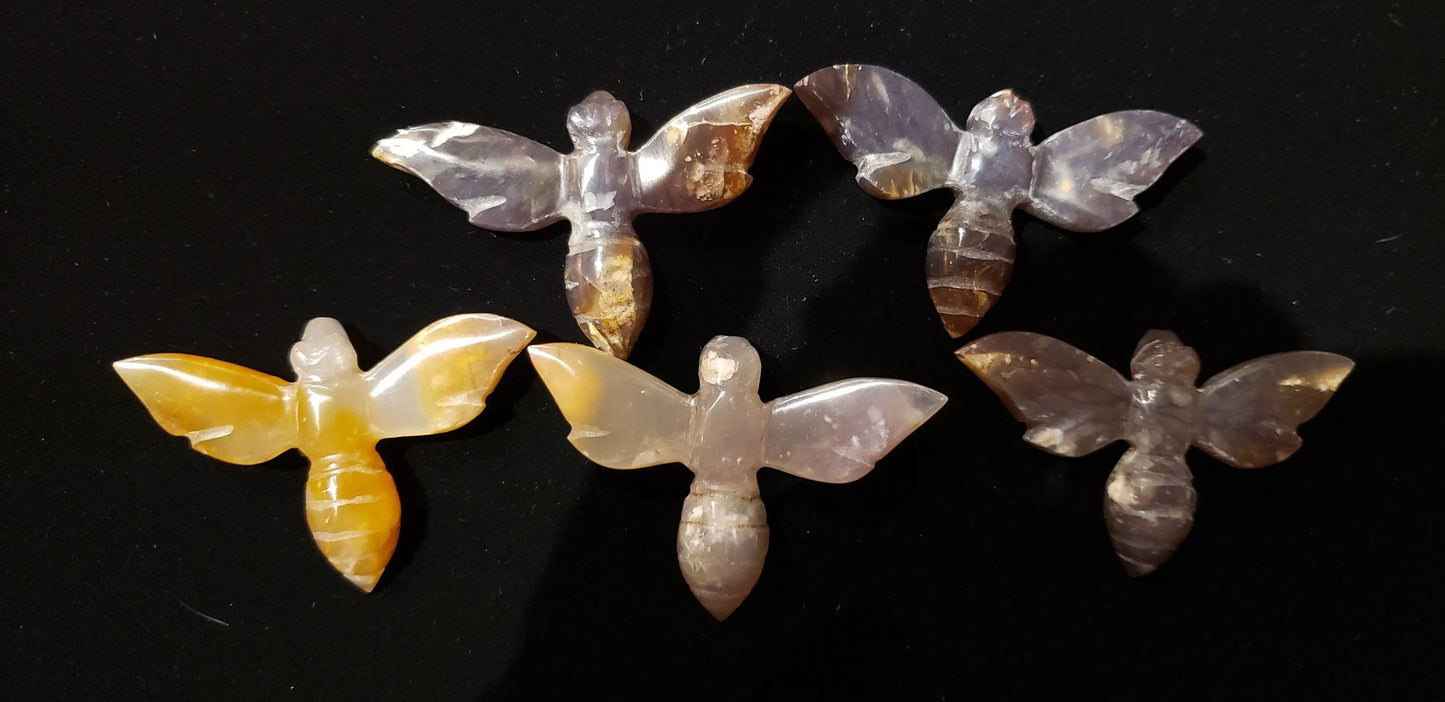 Crystal Bumblebee Figurines: Carnelian & Chalcedony Carved Insects | 60mm Wingspan | Energy and Creativity Stones Etsy