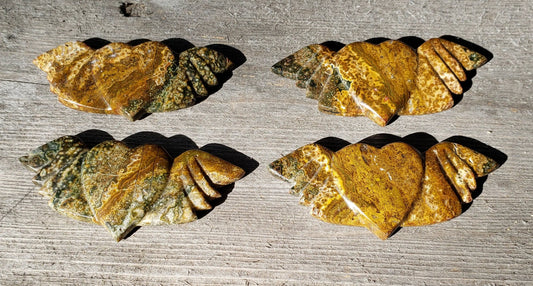 Winged Heart Ocean Jasper Carvings, Crystal Hearts, Ocean, Jasper, Crystal Shop, Rare, Spiritual Shop Crystal Gifts Home Decoration Etsy