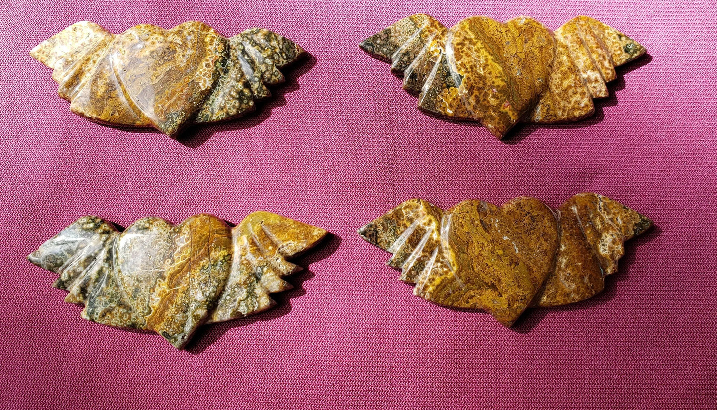 Winged Heart Ocean Jasper Carvings, Crystal Hearts, Ocean, Jasper, Crystal Shop, Rare, Spiritual Shop Crystal Gifts Home Decoration Etsy