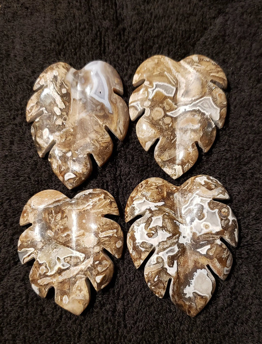 Batik Agate Carved Leaves Druzy accents, Crystal leaf, Nature Gift  Botanical gemstone Banded Pattern Etsy