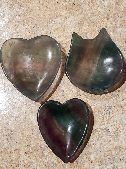 Heart Shaped Banded Fluorite Crystal Jewelry Dish Etsy