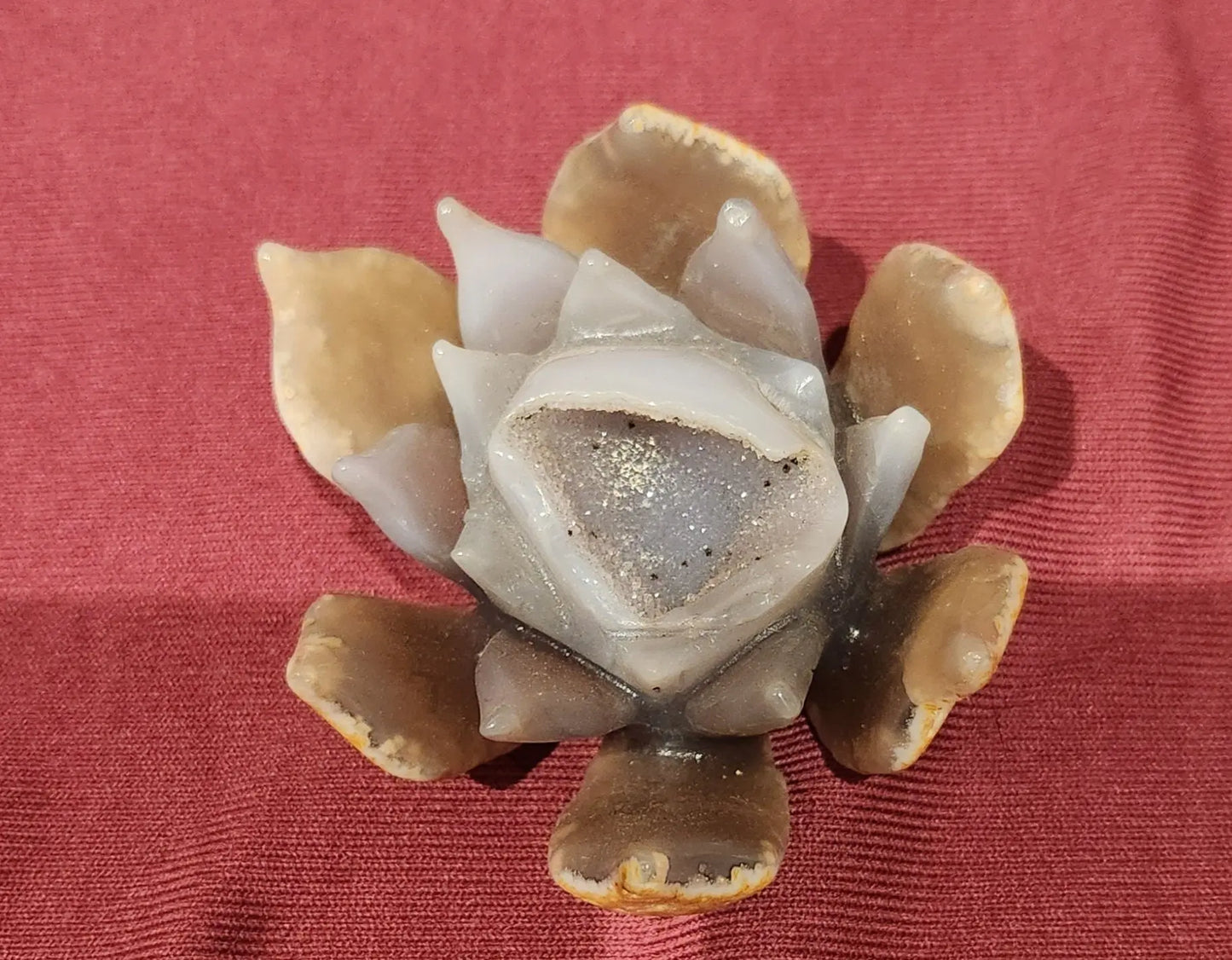 Large Druzy Agate Lotus Flowers Etsy