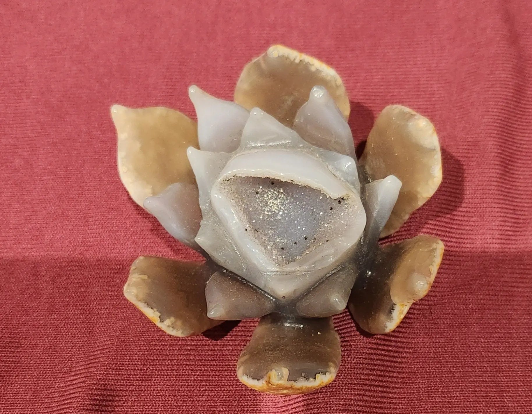 Large Druzy Agate Lotus Flowers Etsy