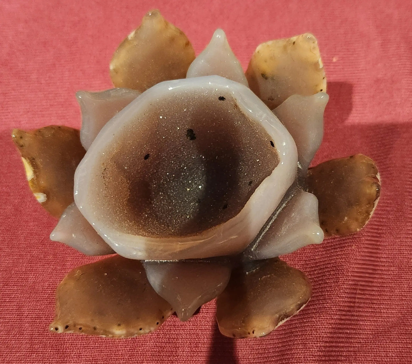 Large Druzy Agate Lotus Flowers Etsy