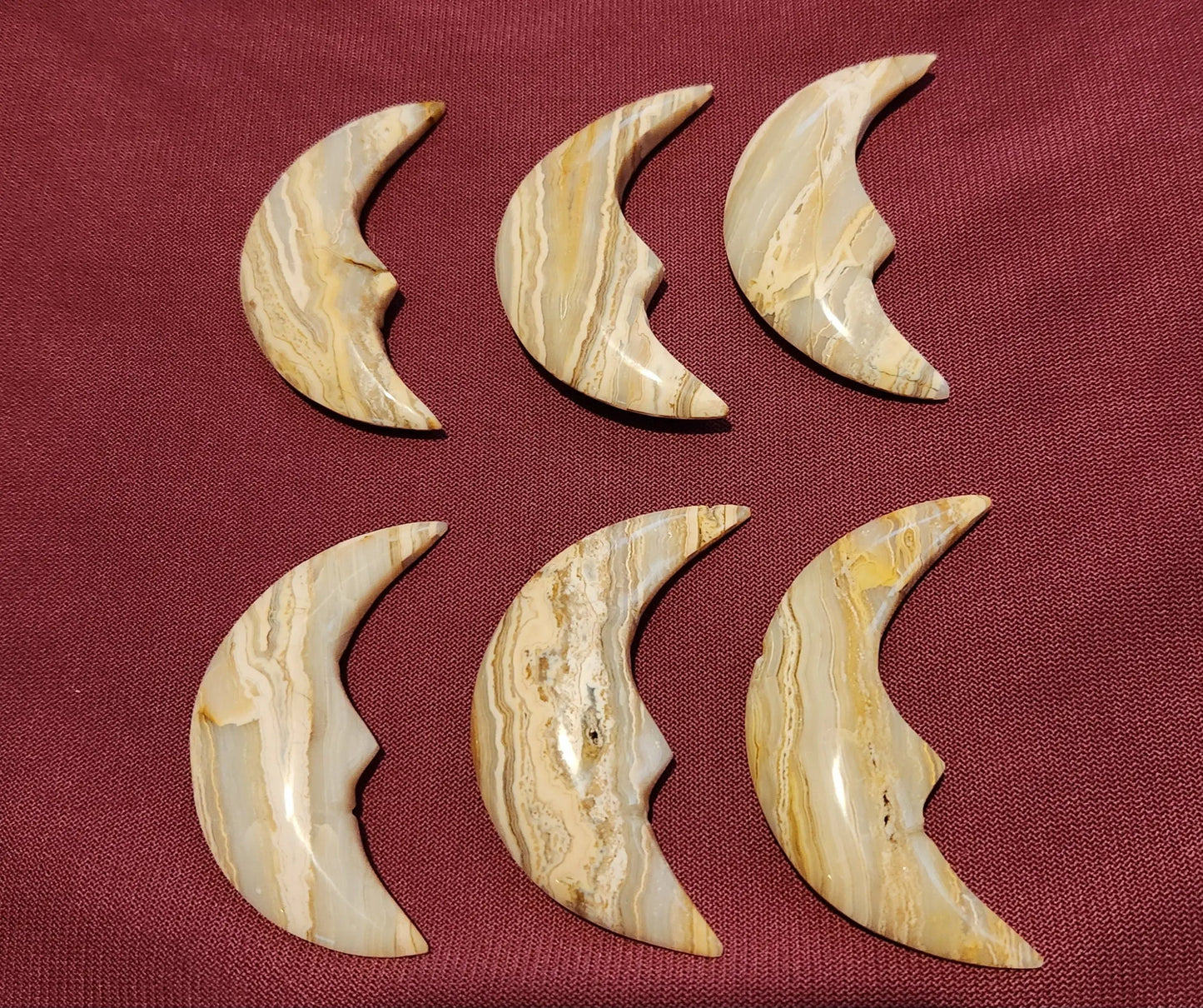 Crazy Lace Agate Moons, Mexican Agate Carved Crescent Crystals Emotional Healing, Positive Energy Etsy