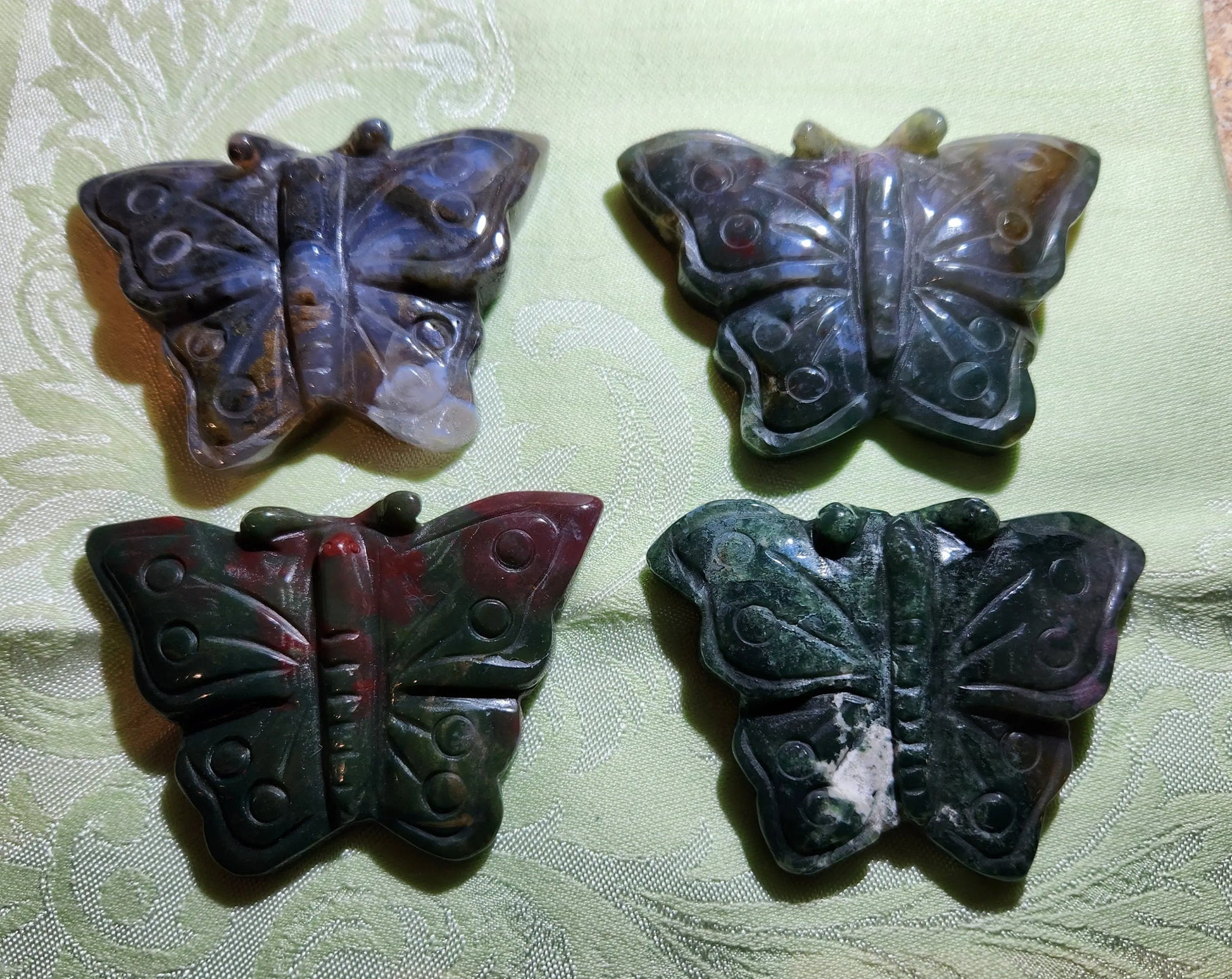 Ocean Jasper Butterfly Carving Etsy