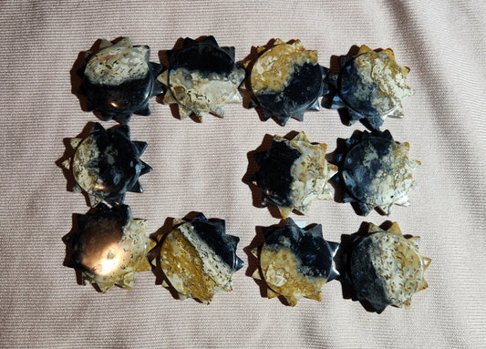 Fossil Palm Root Carved Sun Sculpture, Grounding Healing Spiritual Stone, Chakra, Third Eye, Etsy