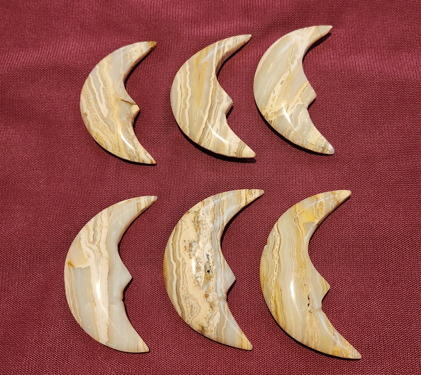 Crazy Lace Agate Moons, Mexican Agate Carved Crescent Crystals Emotional Healing, Positive Energy Etsy