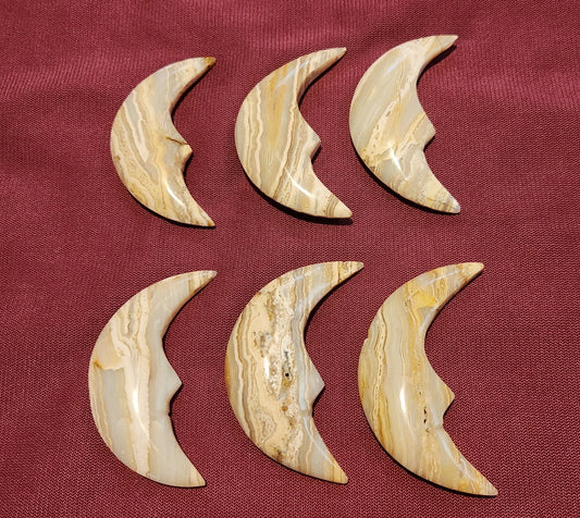 Crazy Lace Agate Moons, Mexican Agate Carved Crescent Crystals Emotional Healing, Positive Energy Etsy