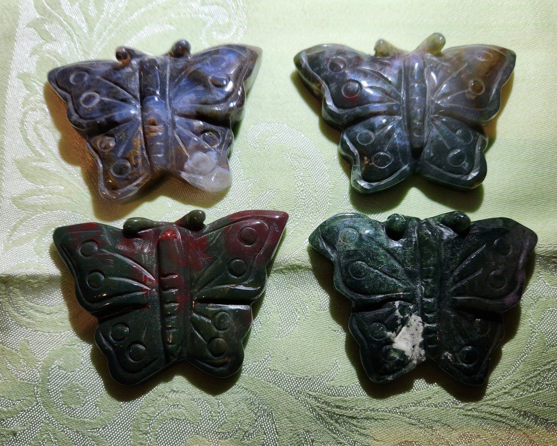 Ocean Jasper Butterfly Carving Etsy
