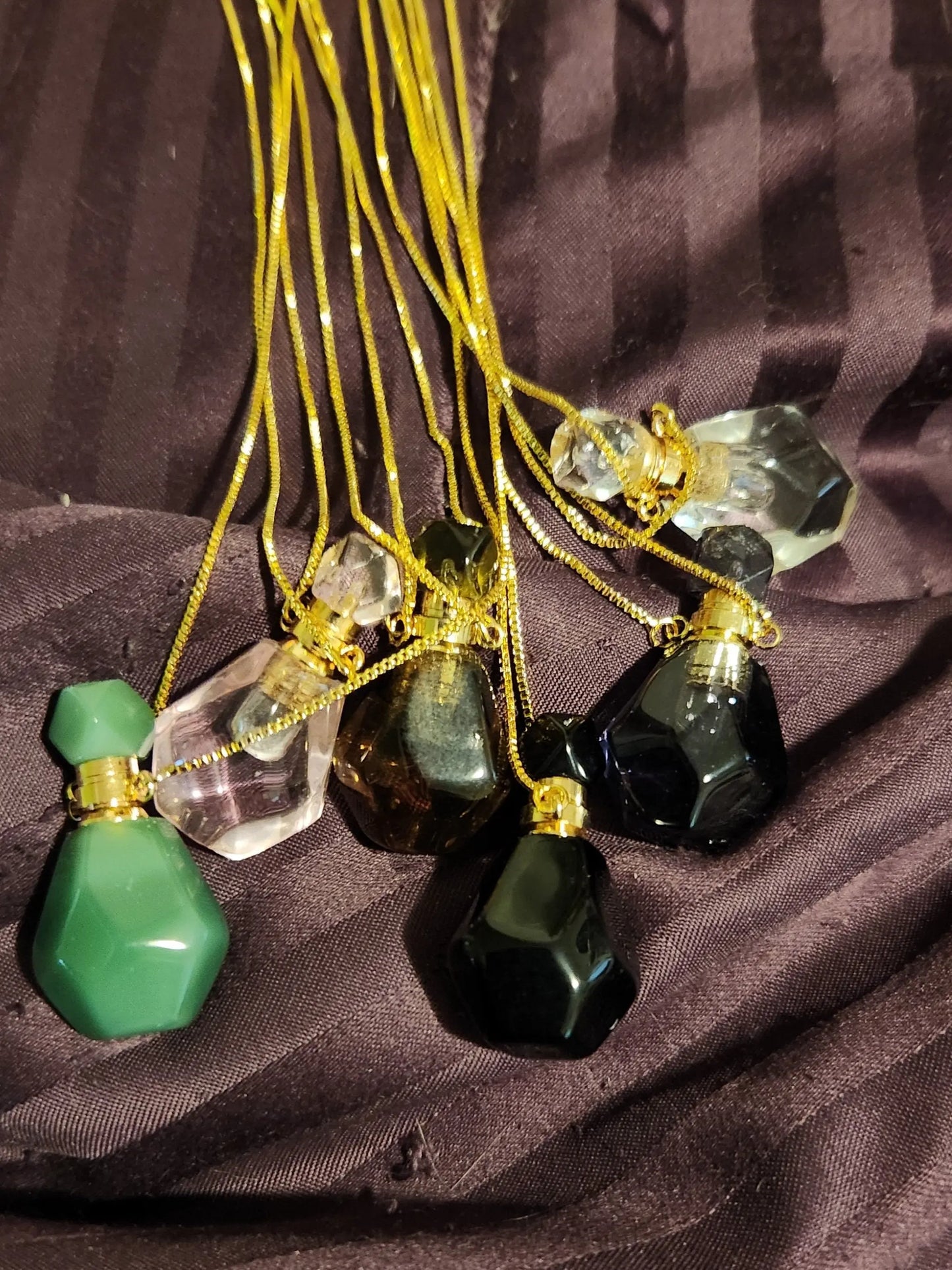 Semi Precious Perfume Bottles with Chain Etsy
