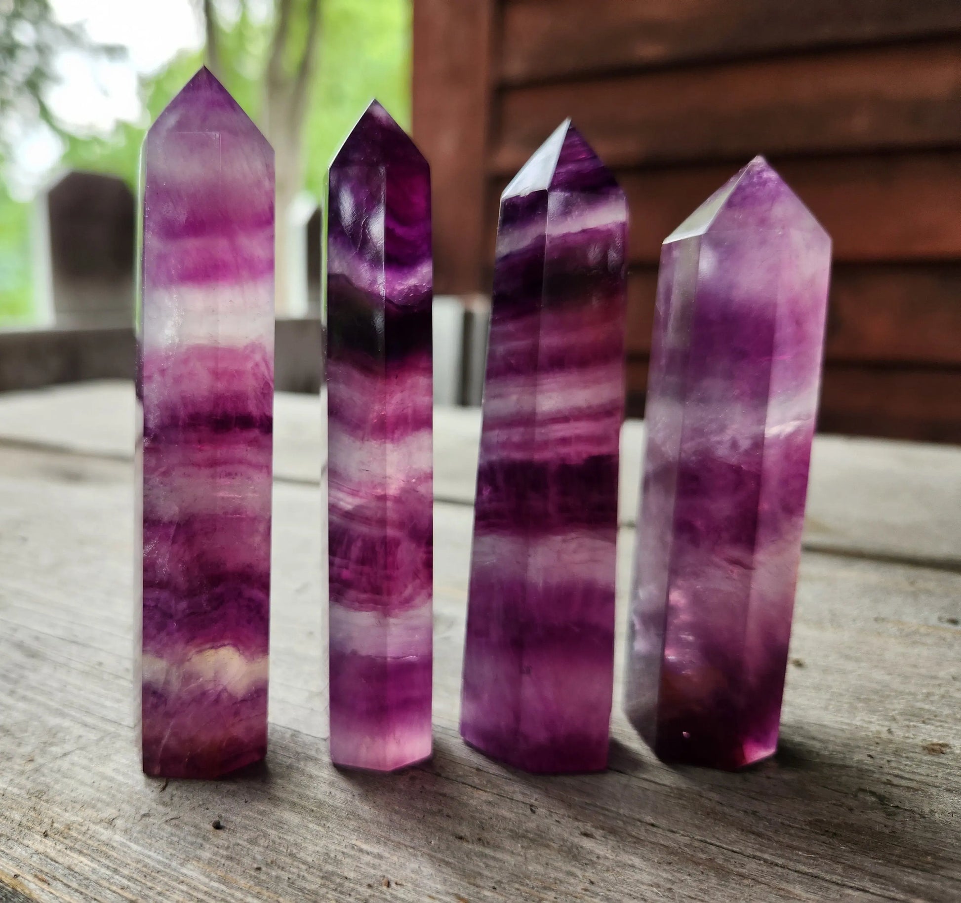 Banded Purple Fluorite Small Towers, Confidence and Self-Love Stone, Gemstone Tower, Desk Crystal Etsy
