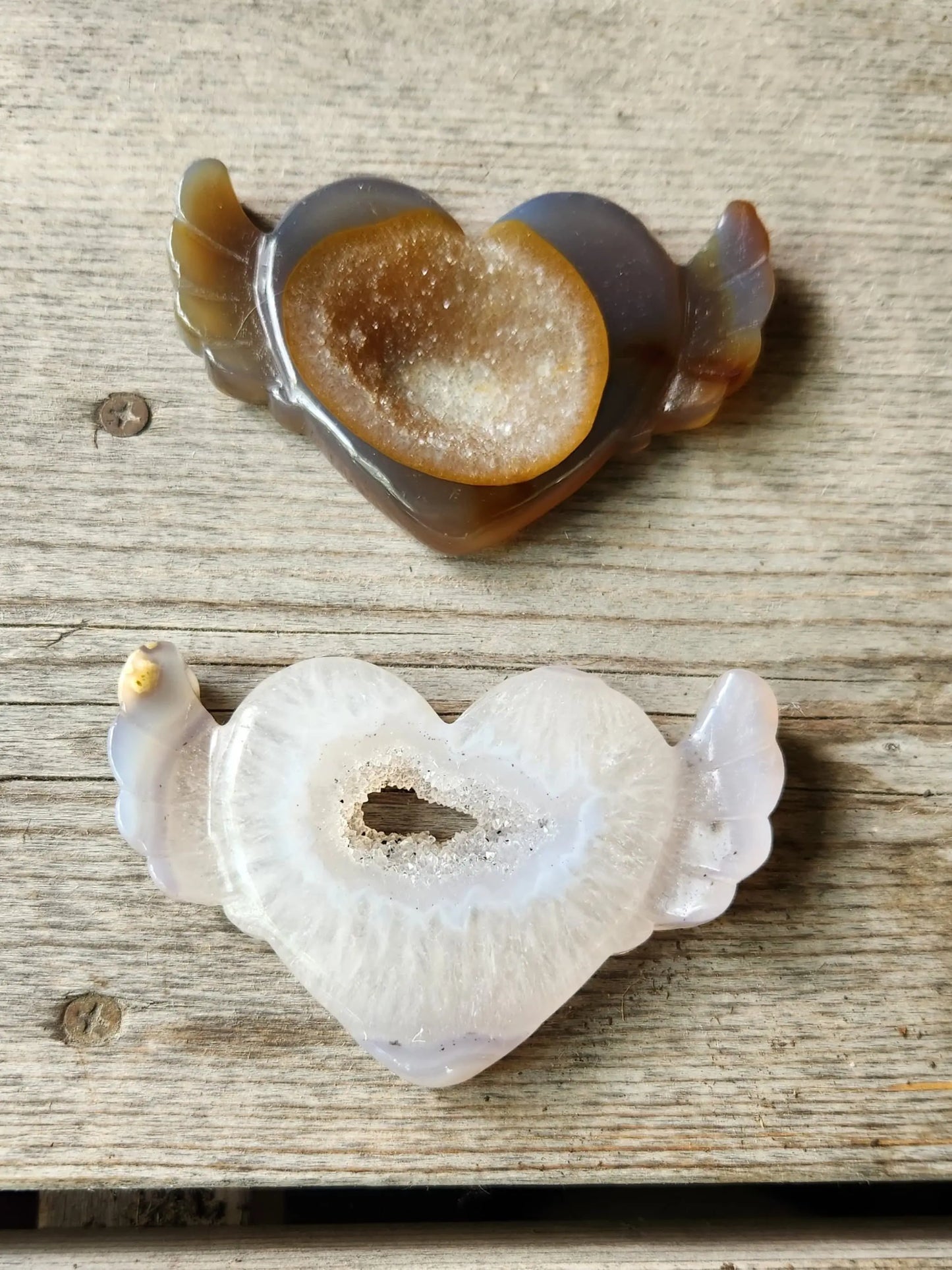 Druzy Agate Hearts with wings Etsy