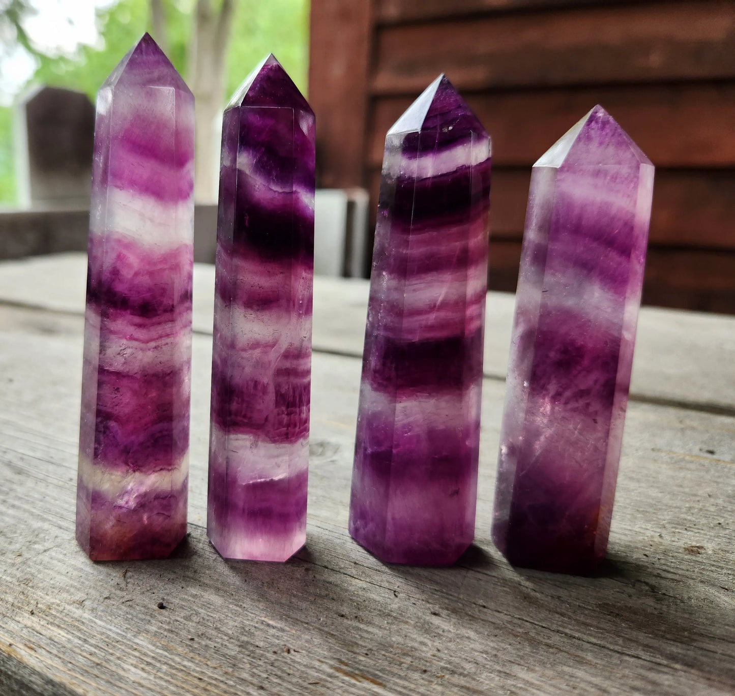 Banded Purple Fluorite Small Towers, Confidence and Self-Love Stone, Gemstone Tower, Desk Crystal Etsy
