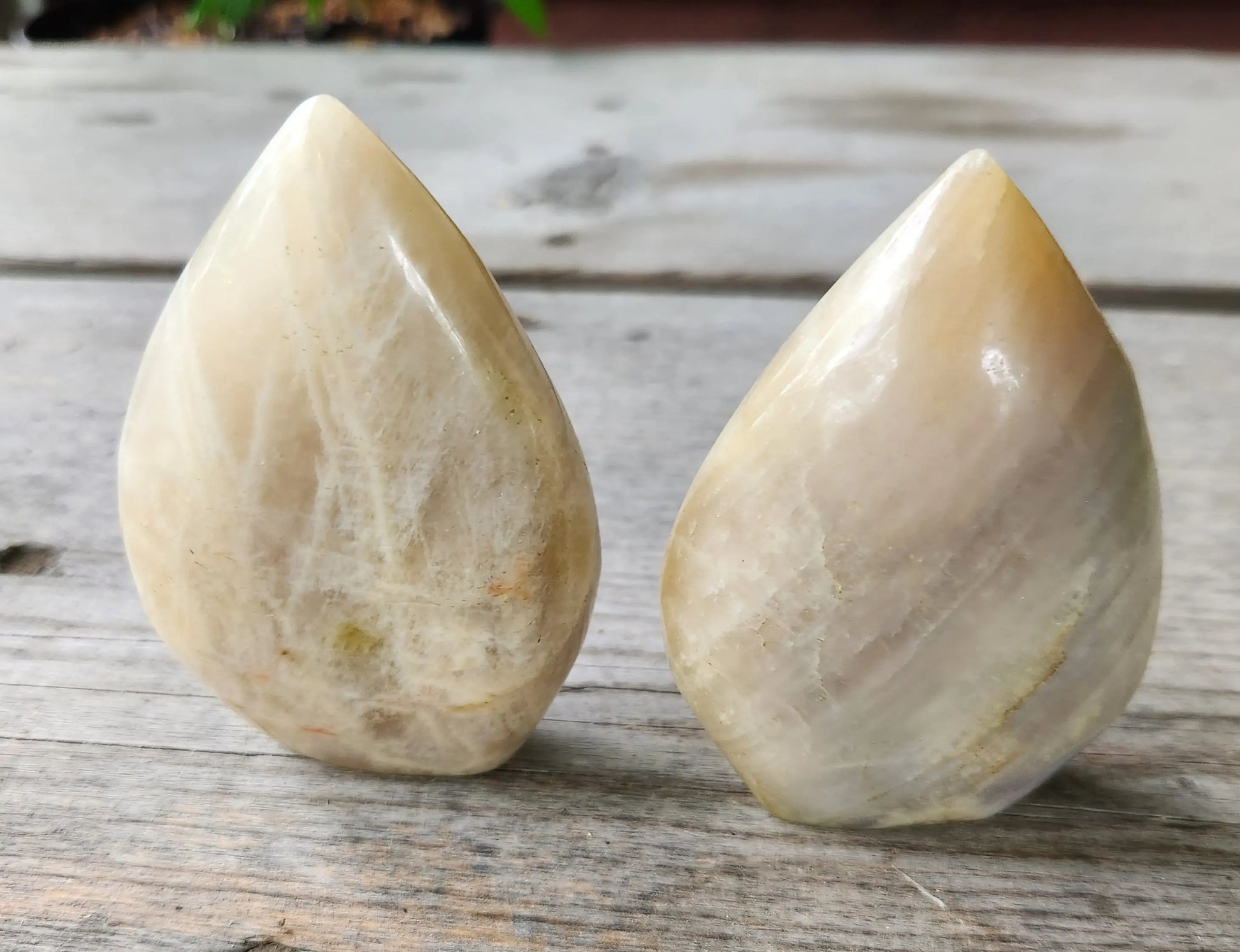 Moonstone Freeform Flat Flames, Shimmering Peach Moonstone Freeform, Peach Moonstone Flames, Carved Crystal Flame Etsy
