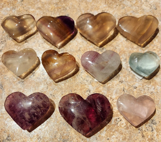 Fluorite Hearts, Carved Crystal Heart Stones, Blue Purple Fluorite, Negative Energy Sweeps, Calming Crystal, Palm & Pocket Stones Etsy