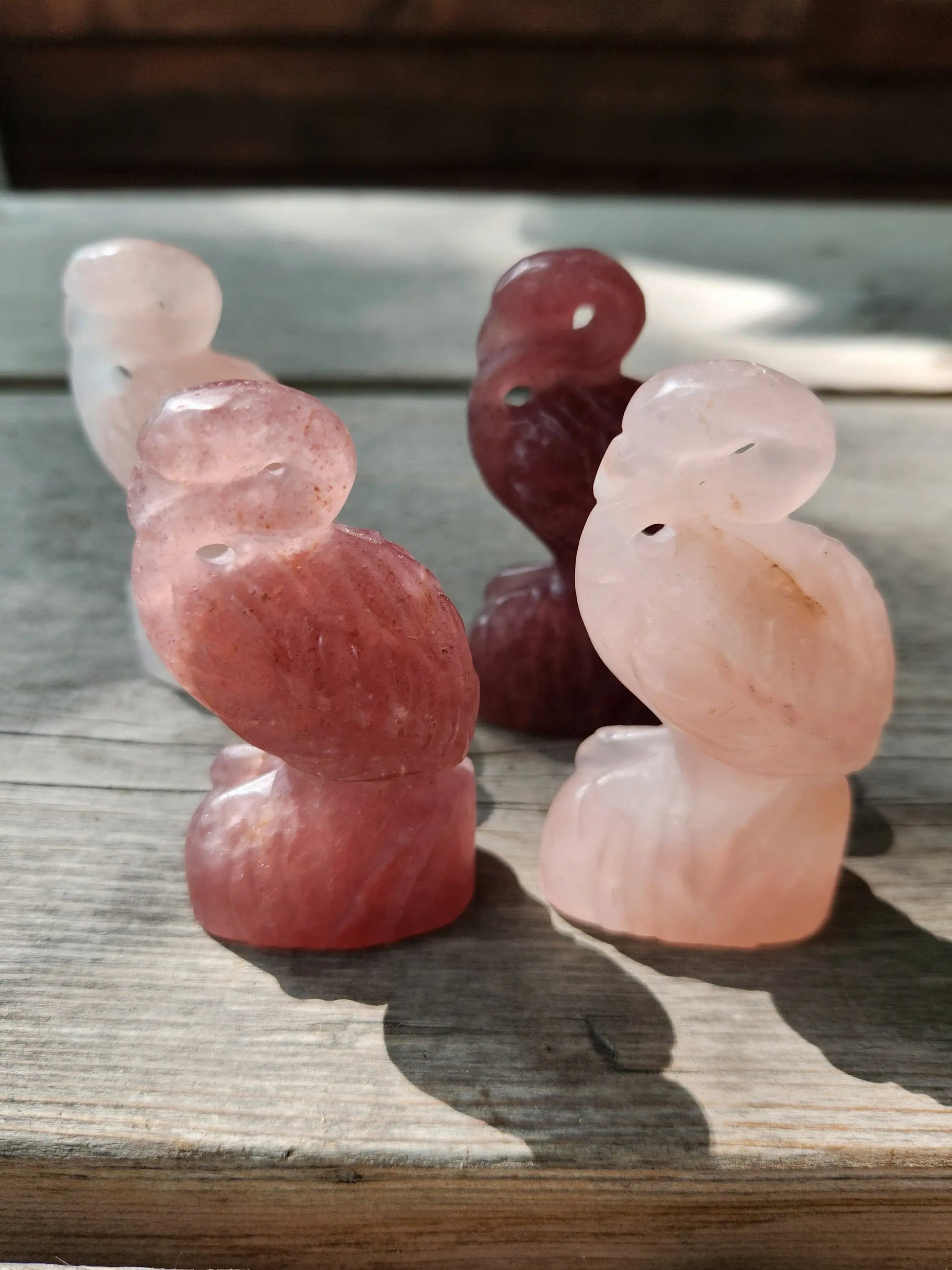 Beautiful Strawberry Quartz and Rose Quartz Flamingos, Flamingos, Strawberry Flamingo, Rose Flamingo Etsy