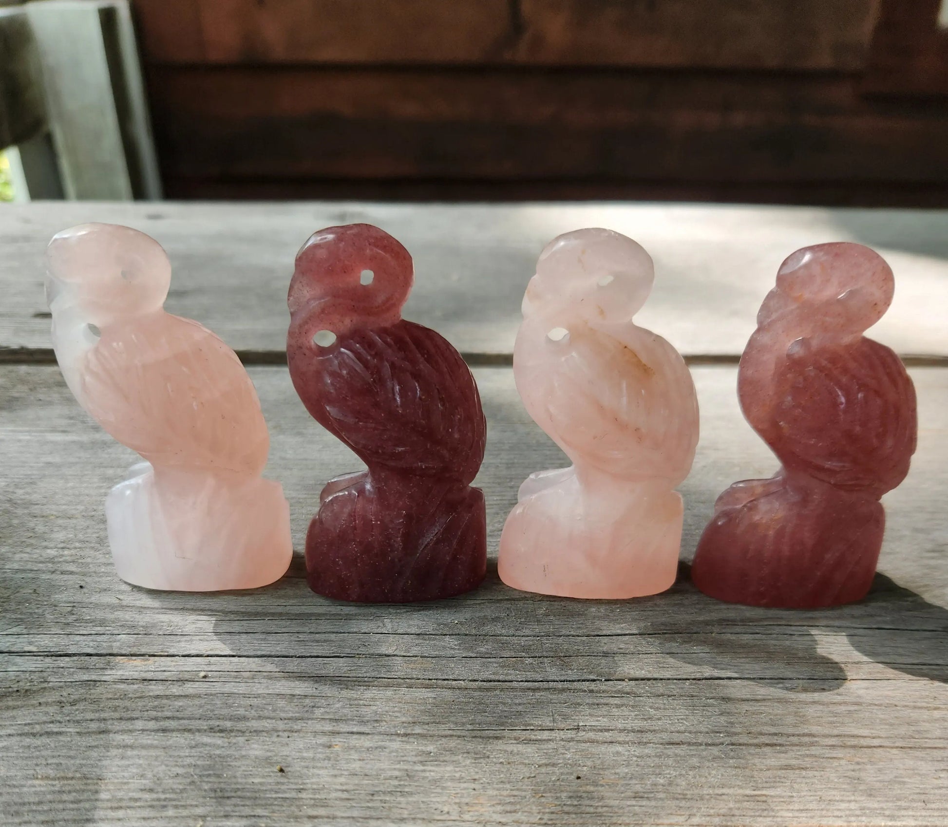 Beautiful Strawberry Quartz and Rose Quartz Flamingos, Flamingos, Strawberry Flamingo, Rose Flamingo Etsy