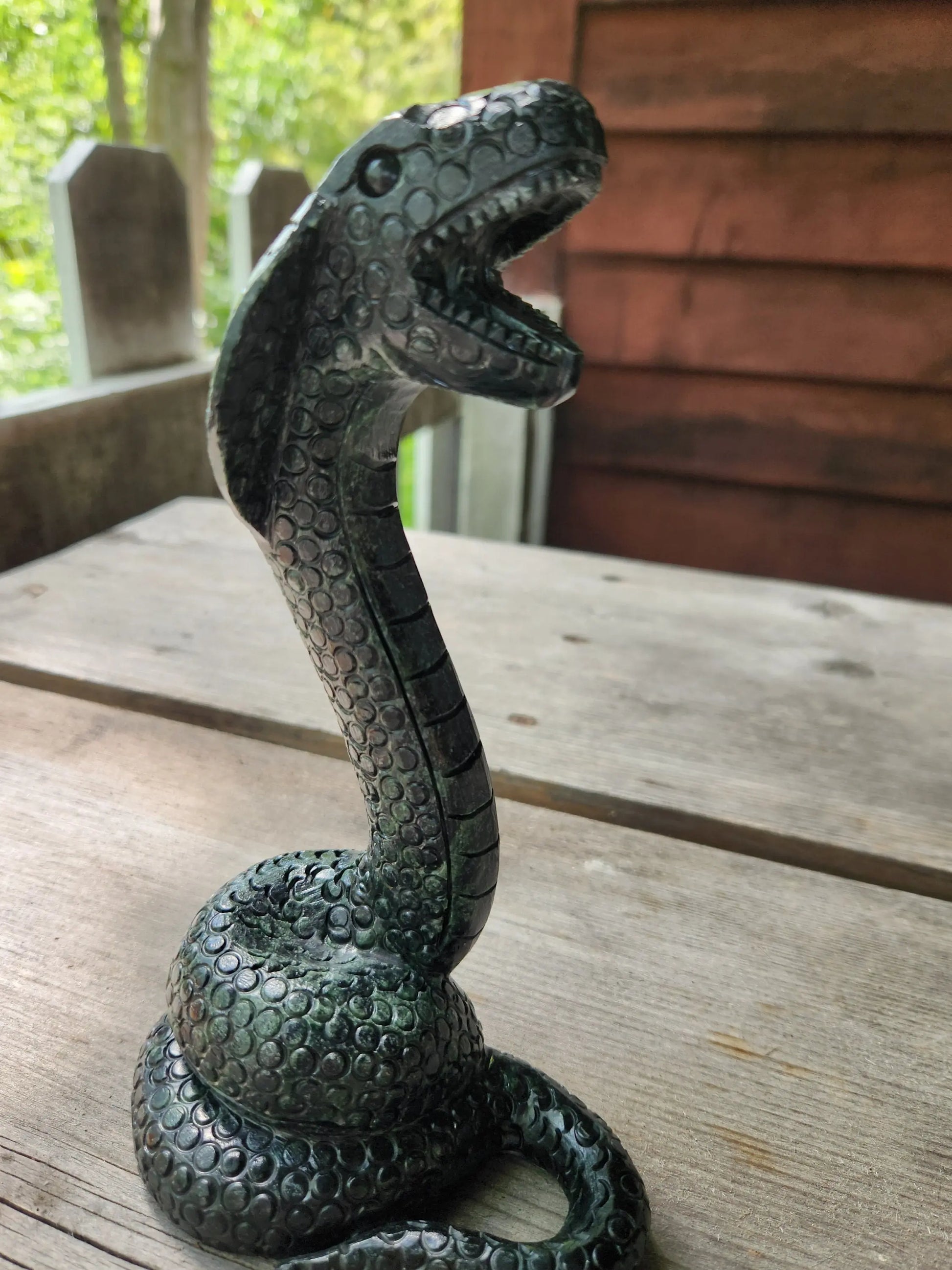 Serpentine Jade Cobra Figurine, Crystal Animal, Snake Statue, Etsy