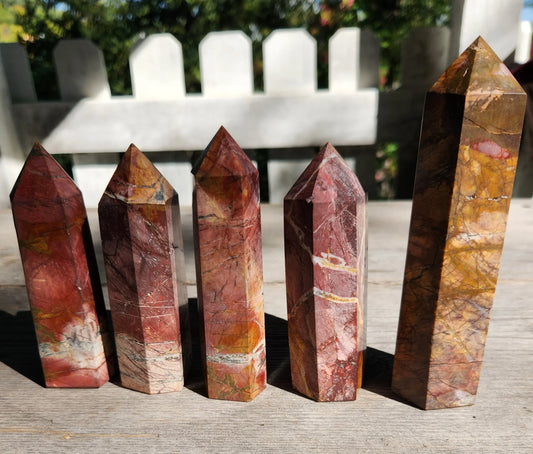 Cherry Creek Jasper Towers, Colorful Red Creek Jasper Crystals, Hand-Carved Crystal Towers for Decor, Tabletop Gift Etsy