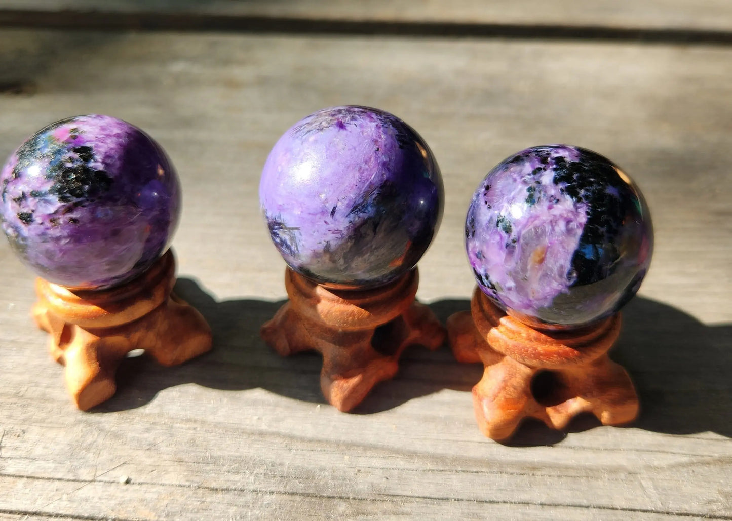 Charoite Energy Sphere Small but Powerful Crystal Ball with Wooden Stand | Rare Purple Healing Stone for Intuition Transformation Etsy