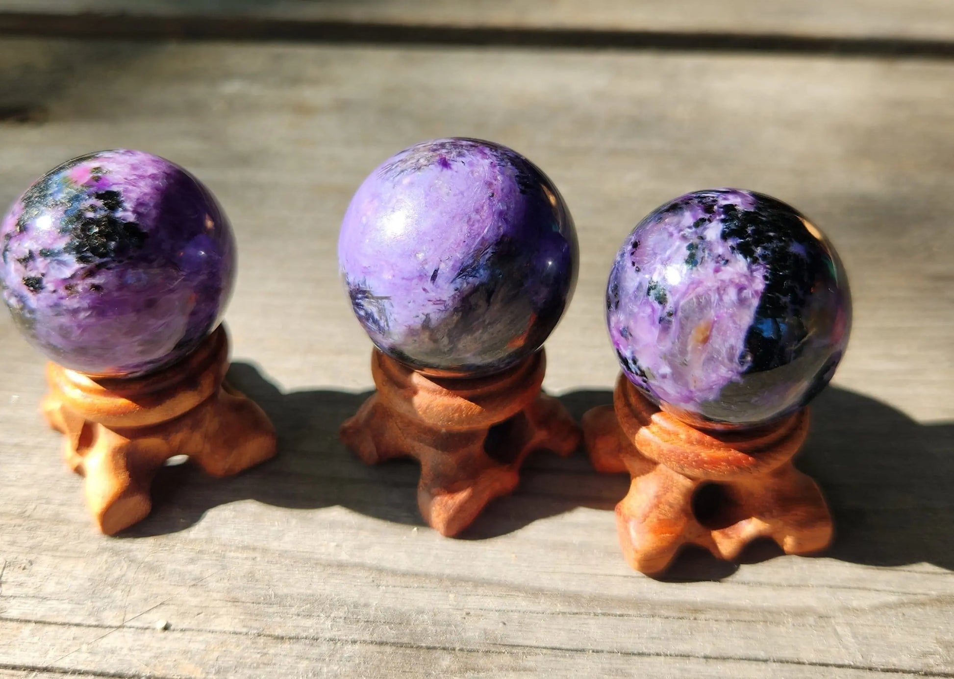 Charoite Energy Sphere Small but Powerful Crystal Ball with Wooden Stand | Rare Purple Healing Stone for Intuition Transformation Etsy