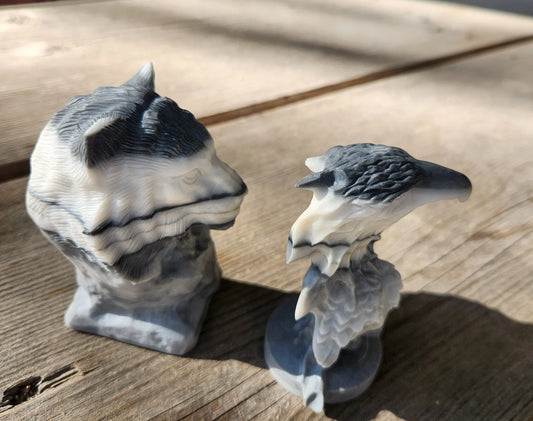Carved Tai Chi Stone Lion and Eagle | Taiji Jasper / Taiji Jade Crystal Carvings for Spirit & Decor Etsy