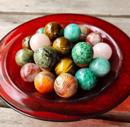 Crystal Balls, Hand-Carved Gemstone Spheres with Wooden Stands, Rose Quartz, Tiger Eye, Ruby Zoisite, Chakra Healing, Energy Balance Etsy
