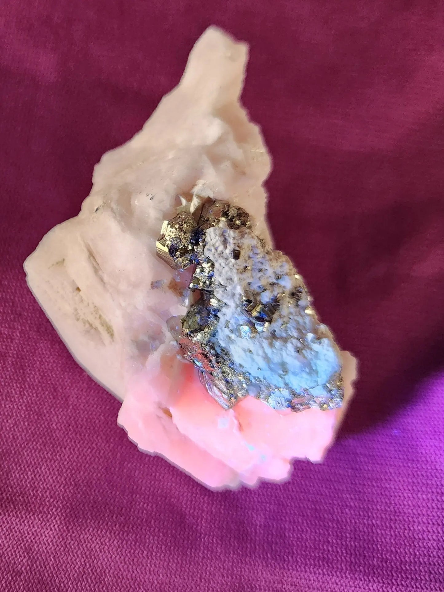 Rare Raw Pink Calcite and Pyrite with Hematite and Specularite UV Reactive Etsy